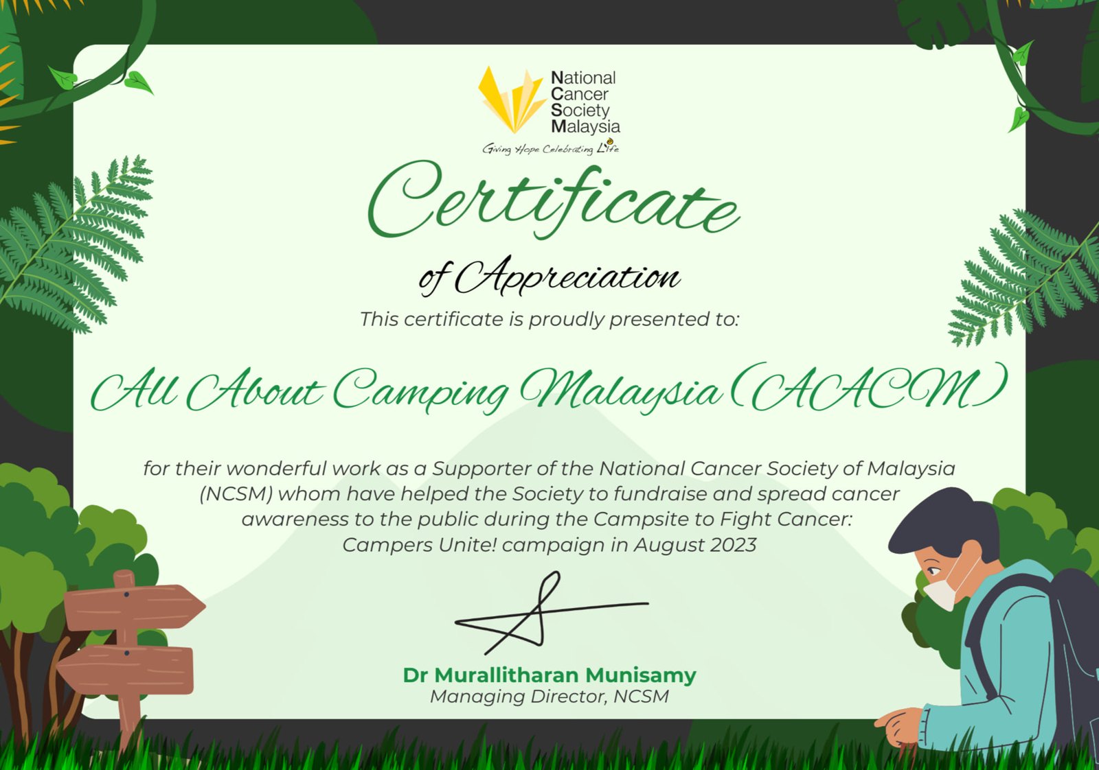 Certificate of Appreciation — gathering 06