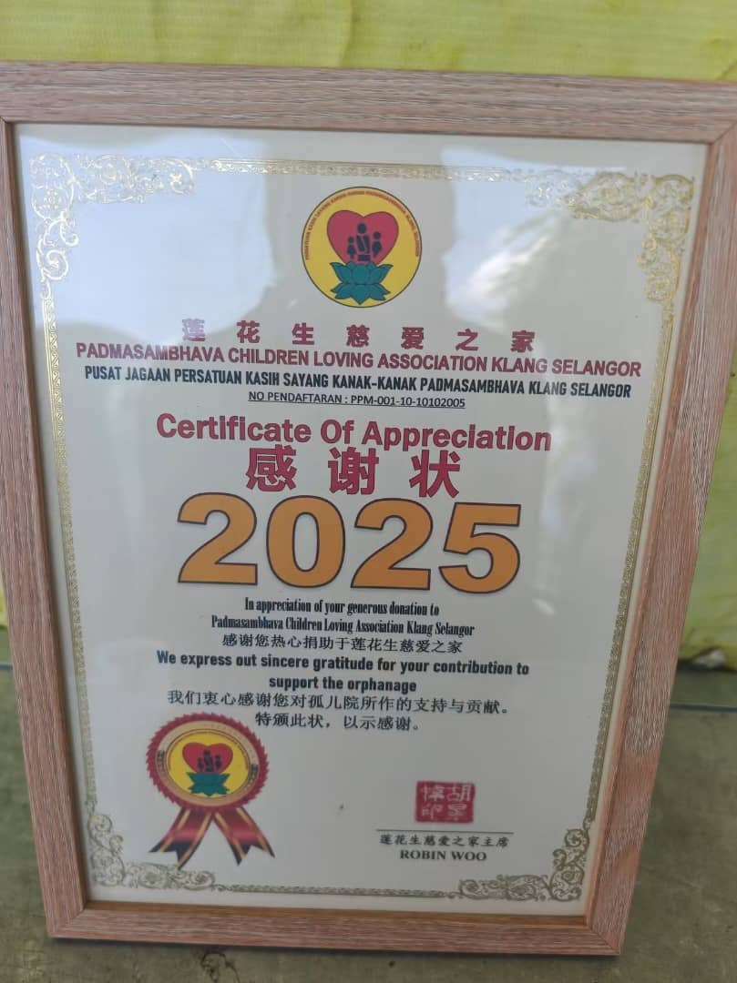 KidsMeet 3.0 — Certificate of Appreciation from Padmasambhava Children Loving Association, Klang